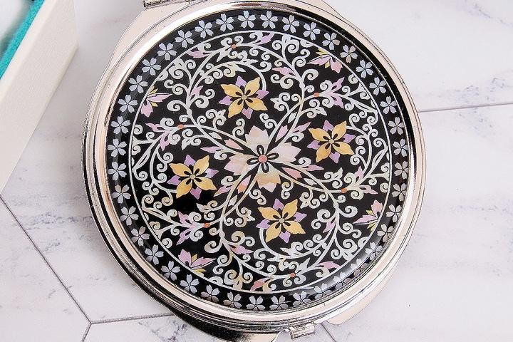 넝쿨꽃 자개손거울 자개거울 원형손거울