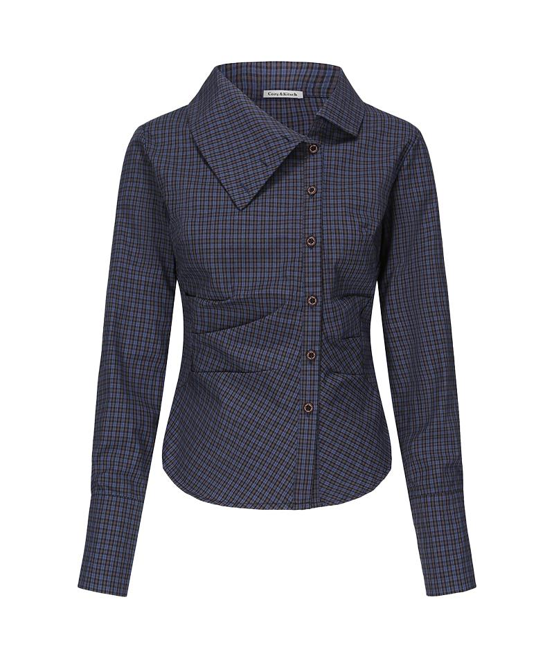 클래식 스퀘어 카라 체크 셔츠