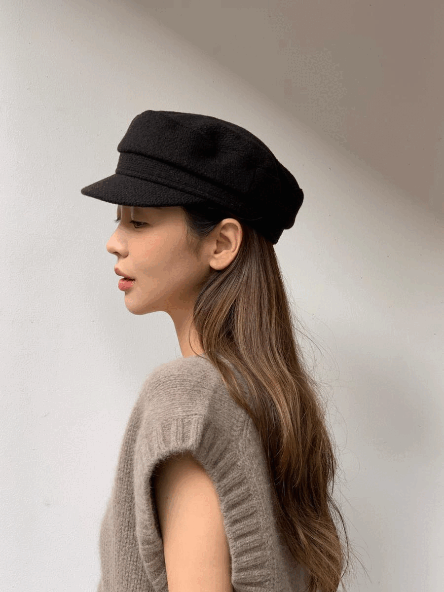 프렌치 부클 울 마도로스 베이커햇 군모 챙 빵 모자