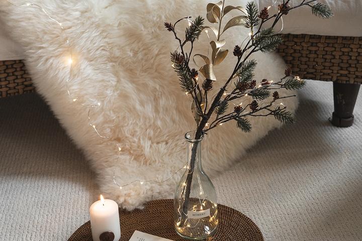 LED 솔방울 나무 미니트리 화병 SET