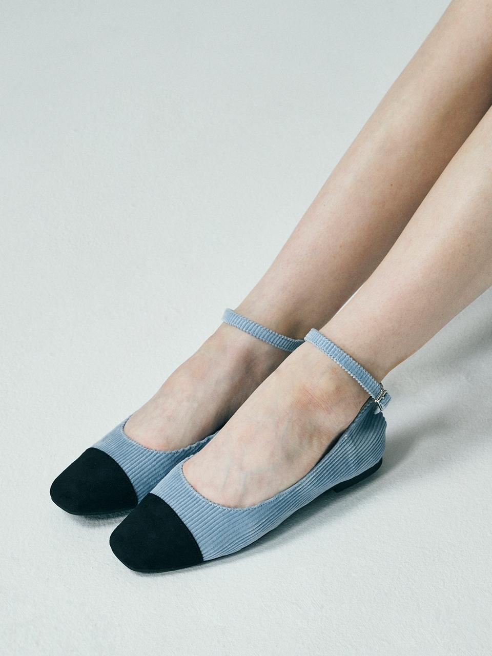 [오자 PICK] 스퀘어 토 투톤 코듀로이 메리제인 플랫 412335003 (1cm/3color)