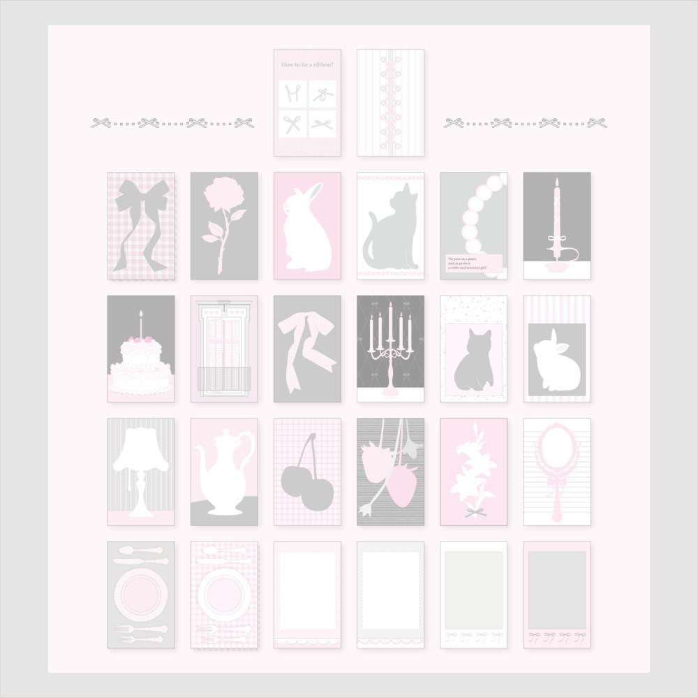 수심 Ballet Ribbon Pack 리본 속지 스티커 팩 토끼 바인더 내지 A7