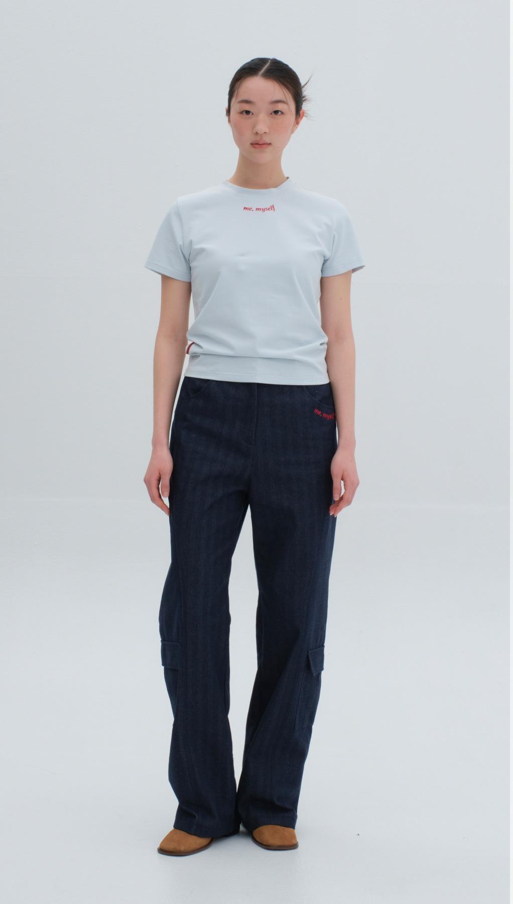 EMBROIDERY 'MYSELF\' DENIM PANTS (DEEP BLUE)