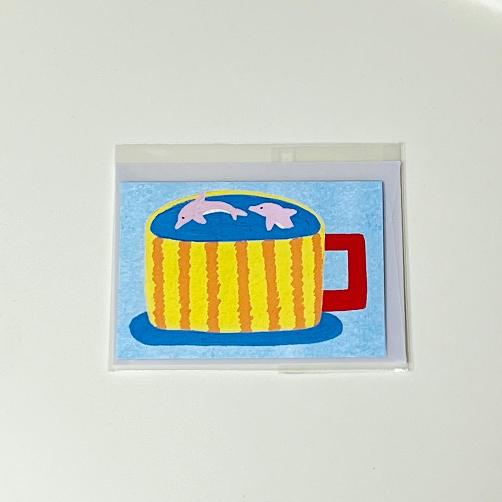 [자파점] 핑크 돌고래 미니카드 (+봉투 set)