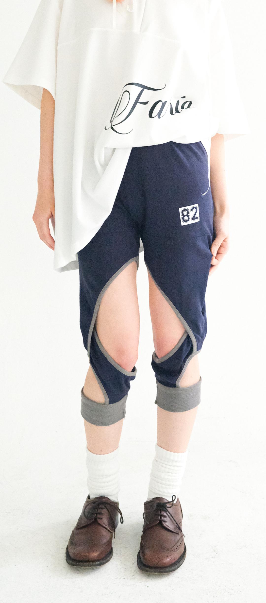 [fa.er.ie] cotton mesh cross up leggings (navy)