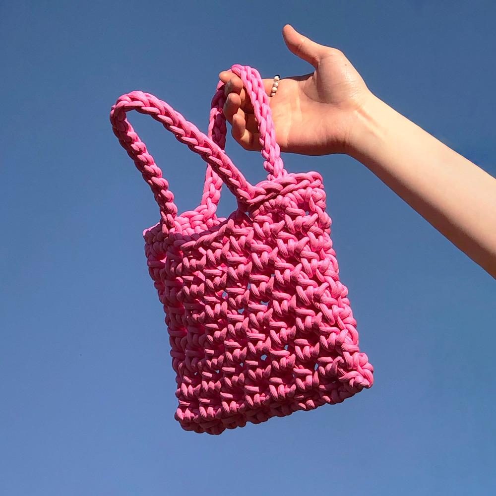 fruit net bag mini (litch) / 핸드메이드 뜨개 가방 미니 네트백