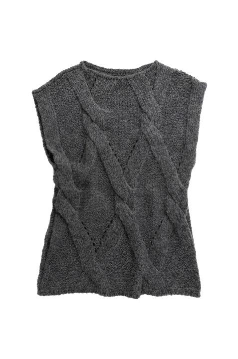 Alpaca Cable Vest, Charcoal