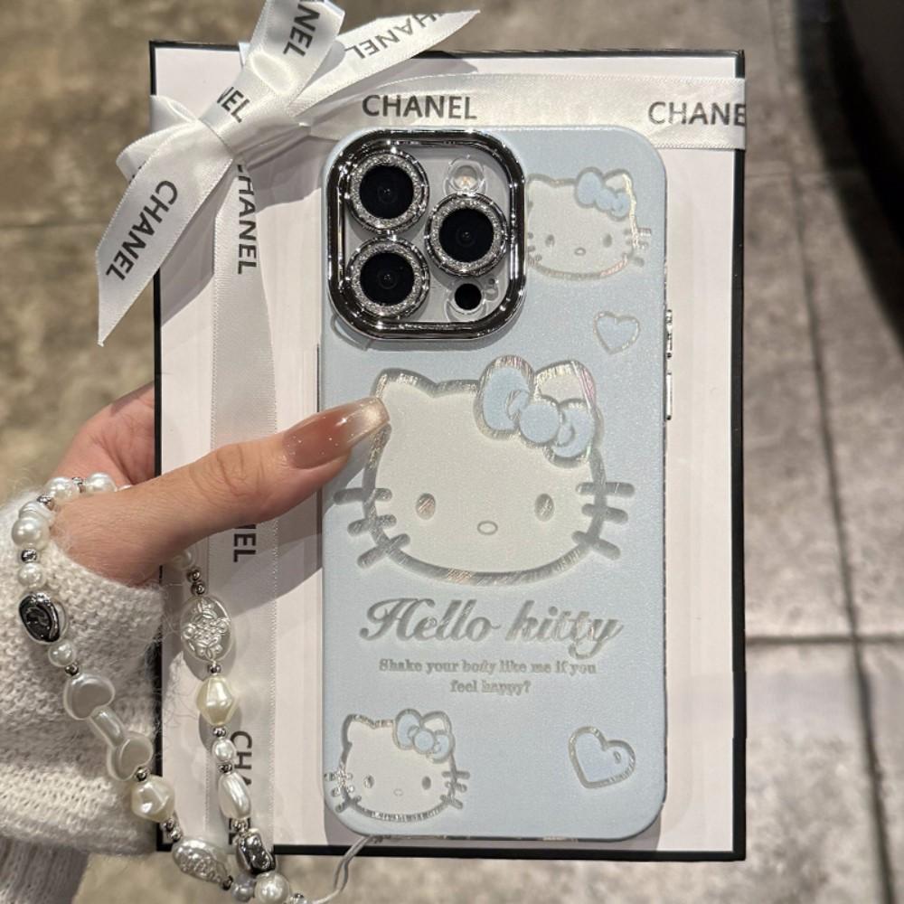 빈티지 샤인블루 키티 아이폰17 스트랩 케이스