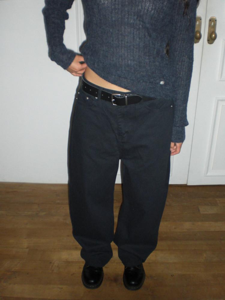 커브드 와이드 코튼 팬츠