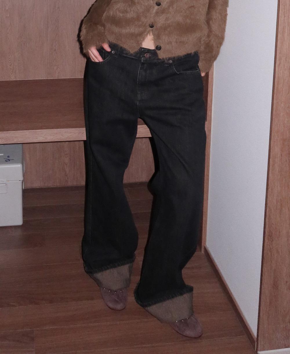 낫띵인커먼 리처드 와이드 부츠컷 블랙진