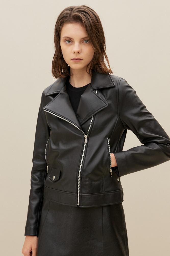 램스킨 미니멀 스탠다드 라이더자켓