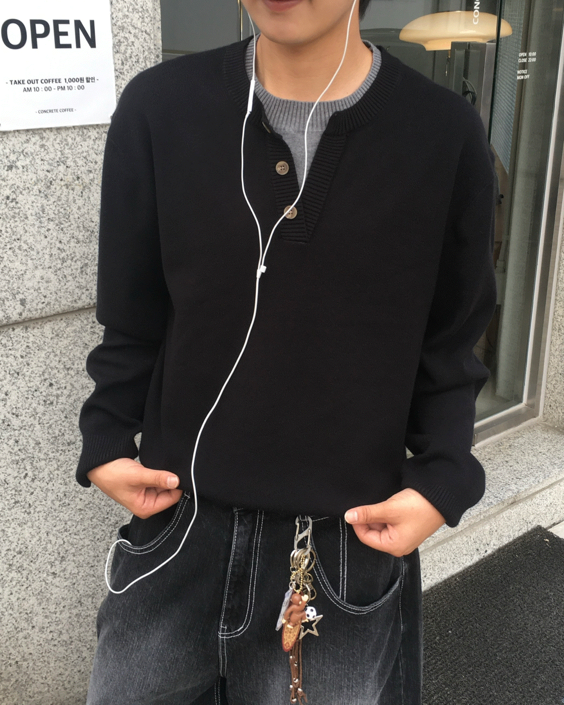 루아 레이어드 헨리넥 라운드 니트 (4C)