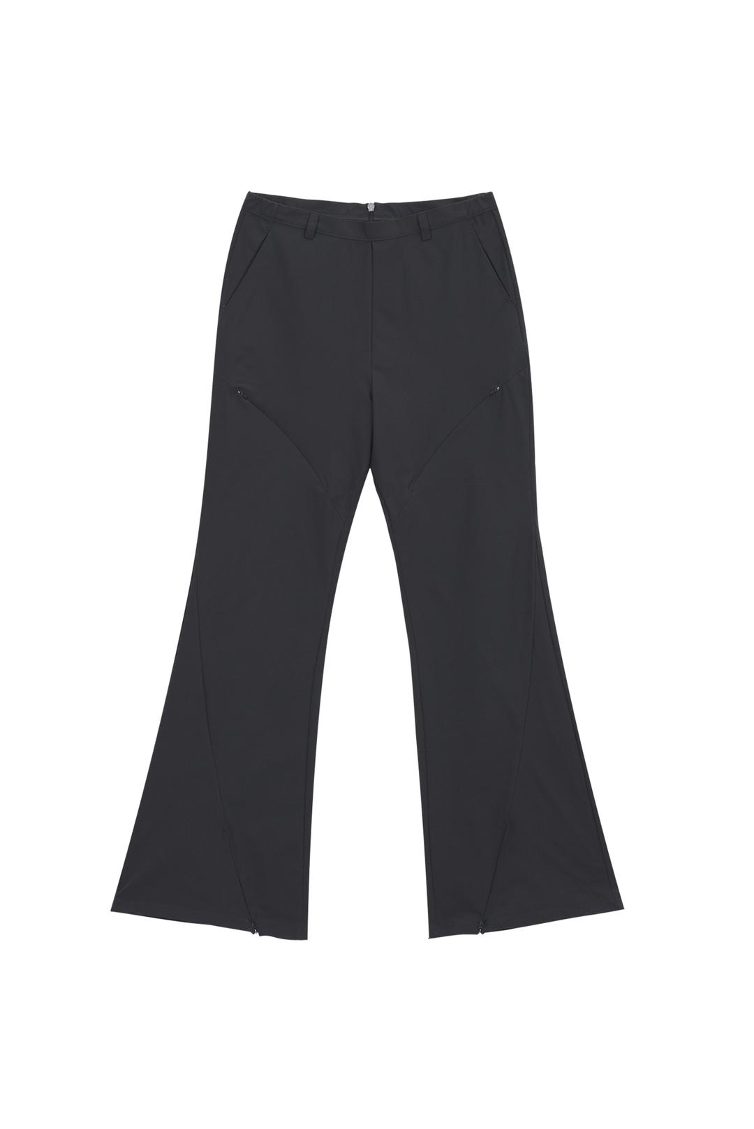 OPEN ZIPPER  BOOTS CUT PANTS - CHARCOAL