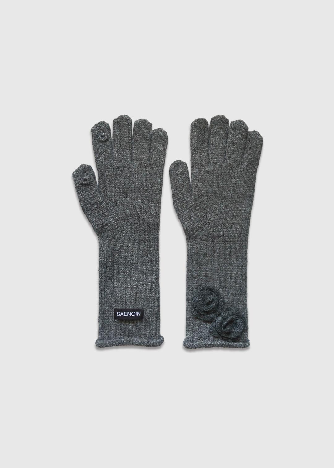 ROSE WOOL GLOVES - CHARCOAL