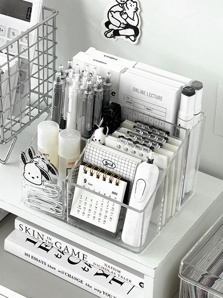 투명 아크릴 5칸 연필꽂이 데스크테리어 오거나이저 수납