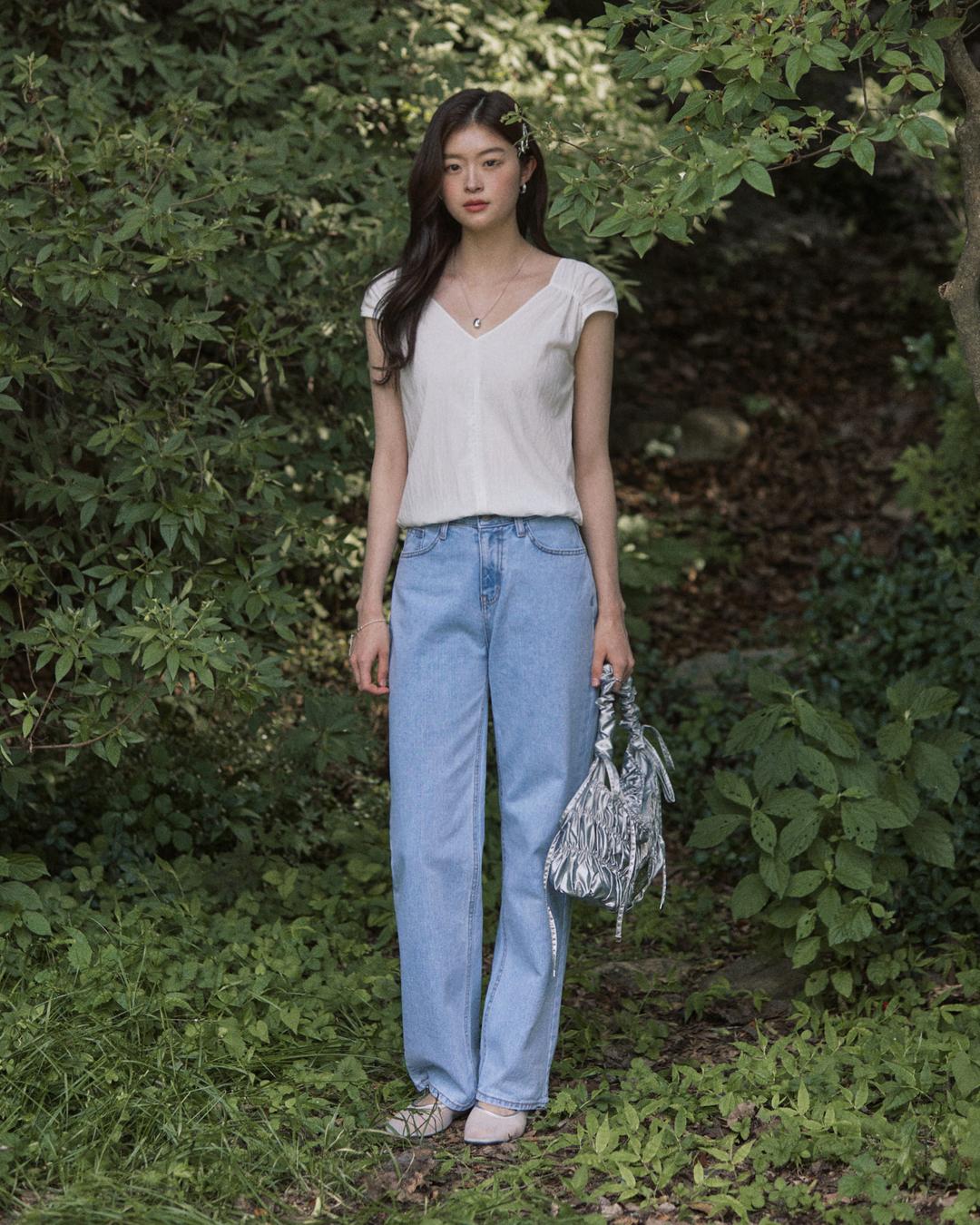 Puff shirring sleeveless blouse - white