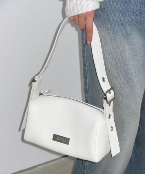 Square Leather Belt Shoulder Bag - Ivory