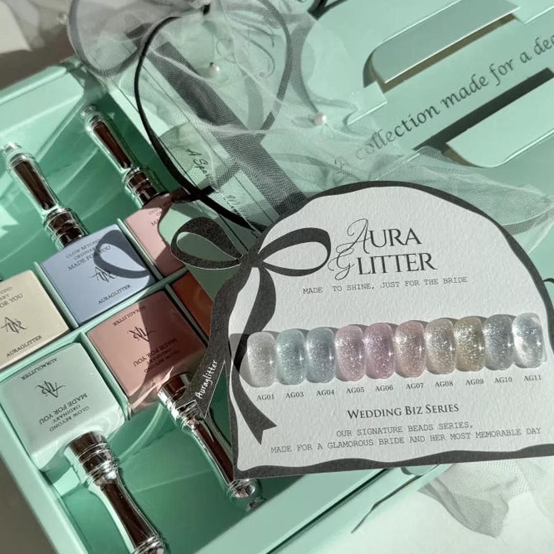 [아우라 글리터] 웨딩 비즈시리즈 반사 글리터젤 10종 세트 {10ml/10종 1세트}