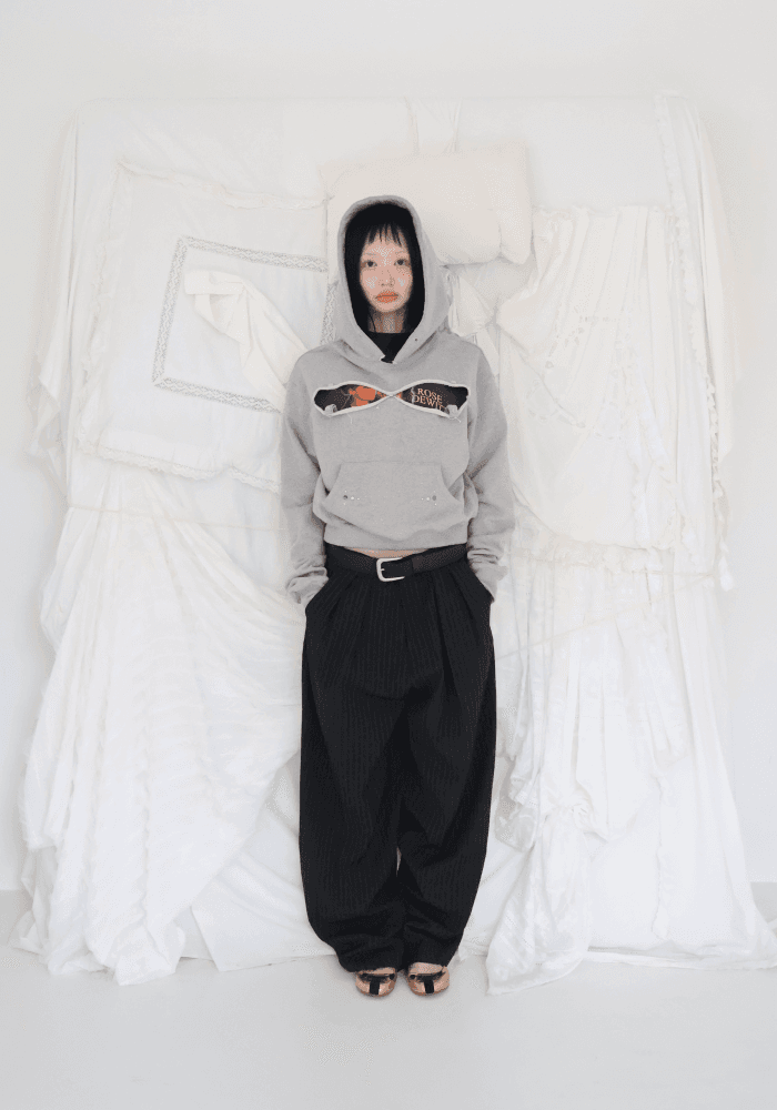 Stud Cutting Hoodie_Grey