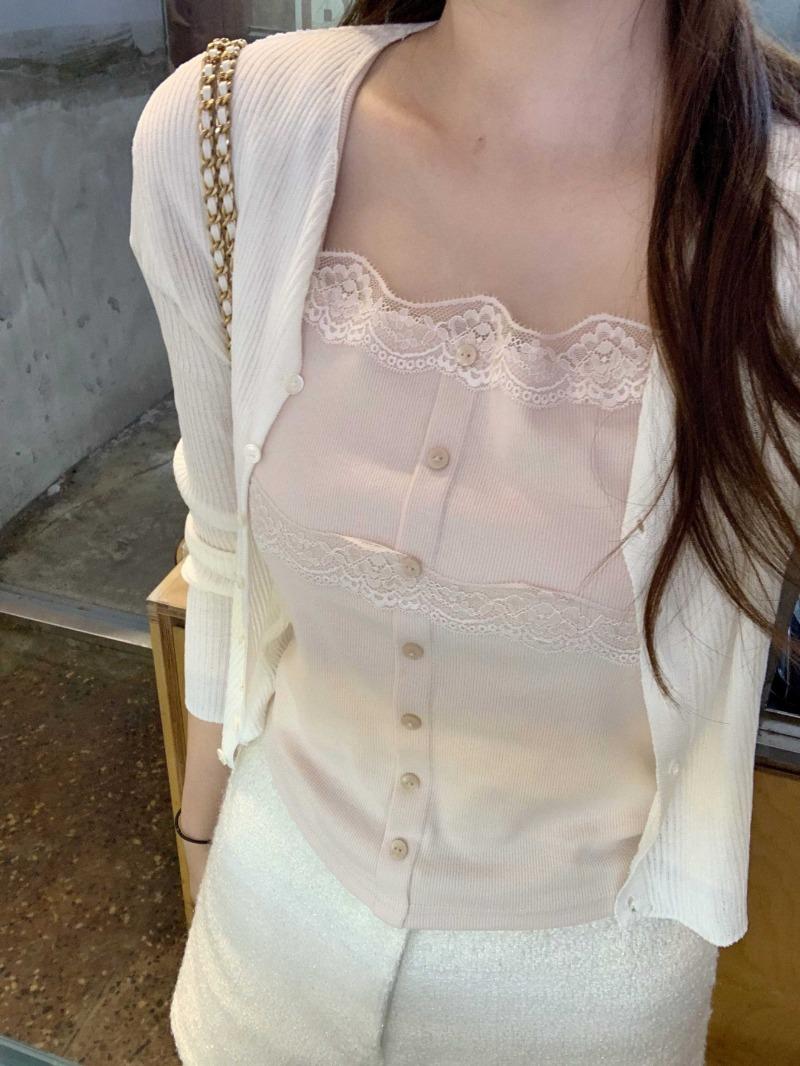 (pre-order) belle lace cardigan half ver._pink beige