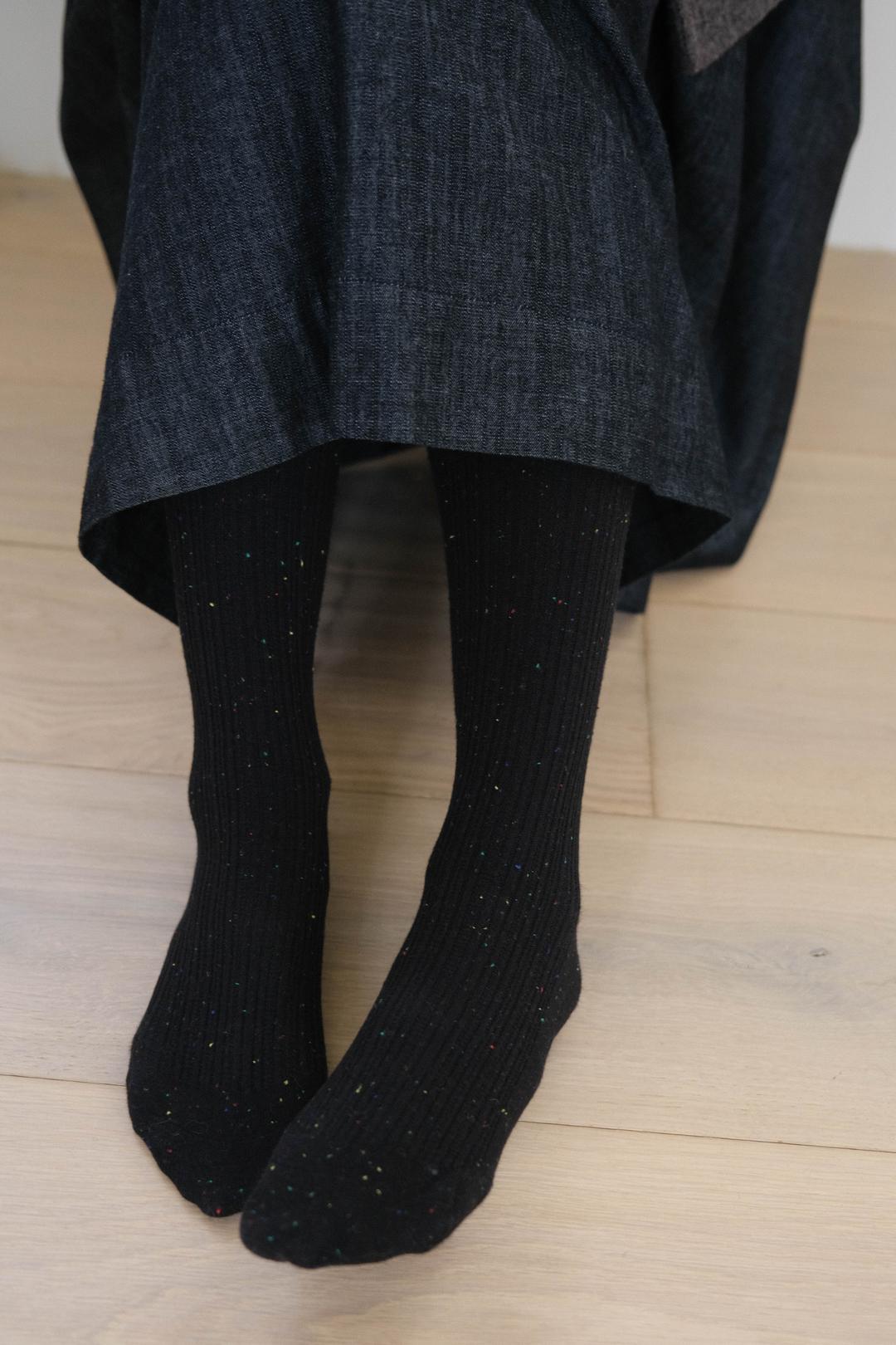 Black bokashi ribbed tights