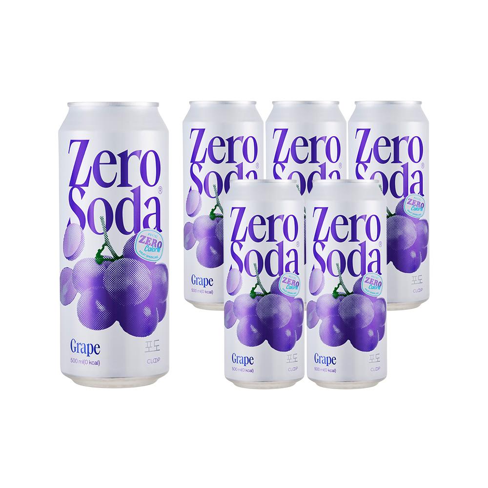 클룹 제로 소다 포도 500ml, 6개