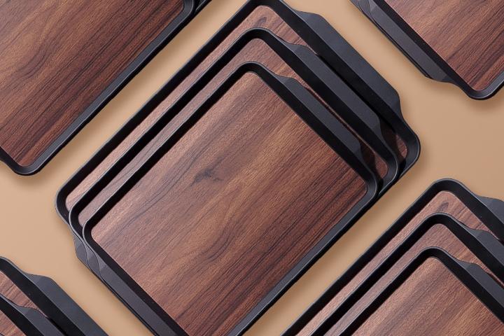 논슬립 우드 프린트 페스트푸드 쟁반 트레이 카페 커피