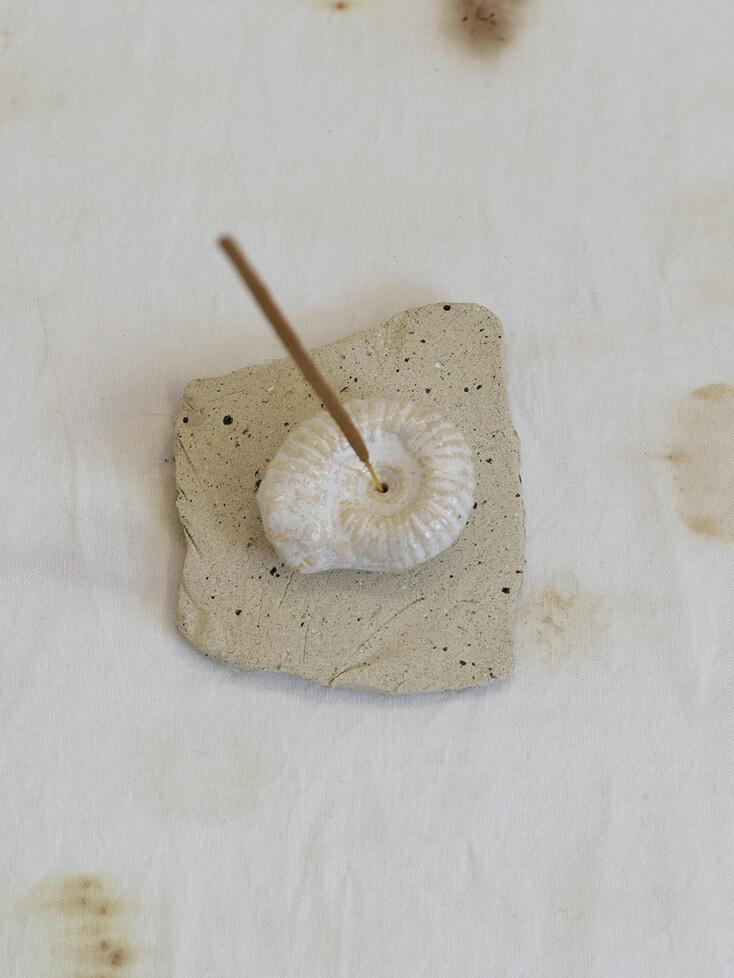 Ammonite Incense holder, ivory