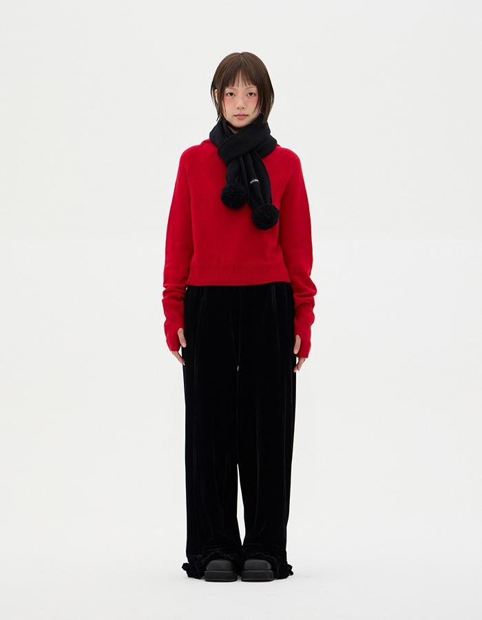 BOCBOK) pom pom muffler (black)