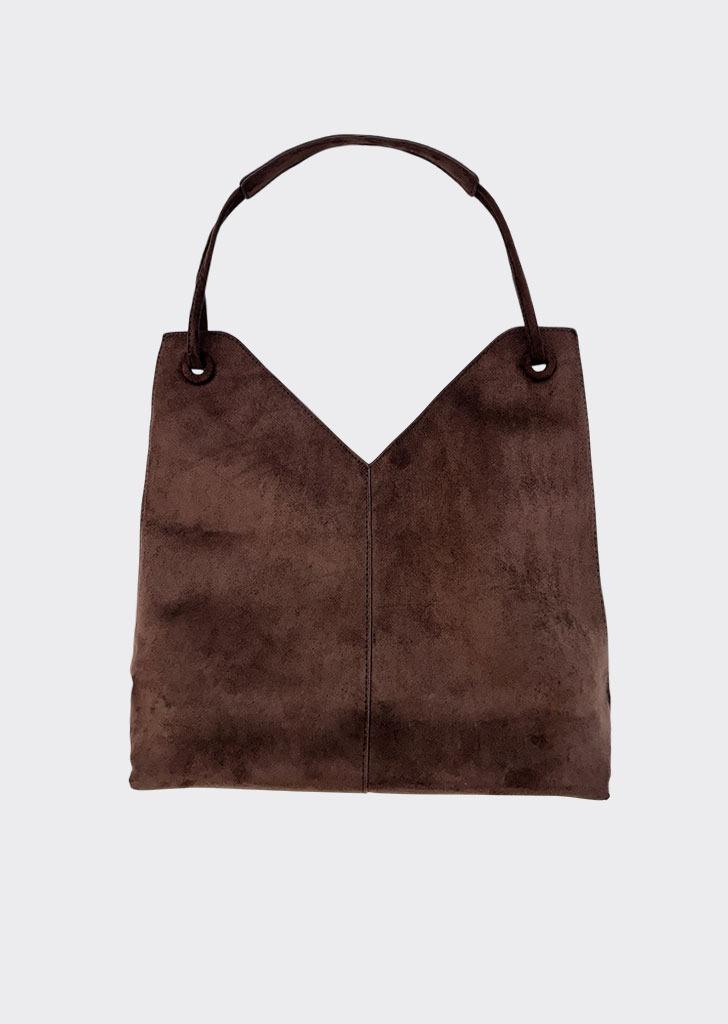 ARO SUEDE SHOULDER BAG - BROWN