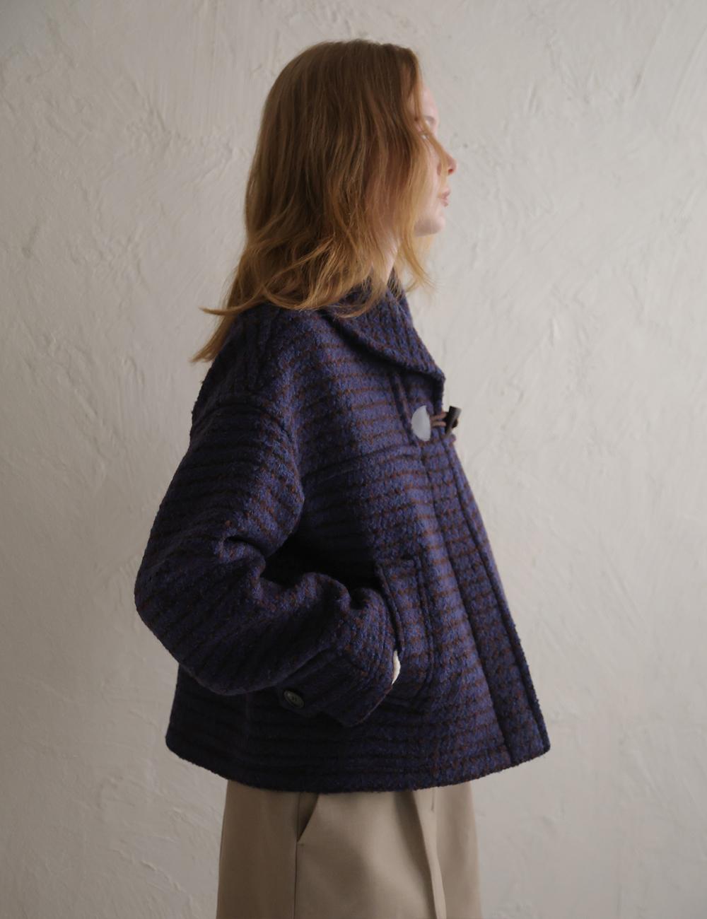Carol Shawl Collar Half Coat (Check)