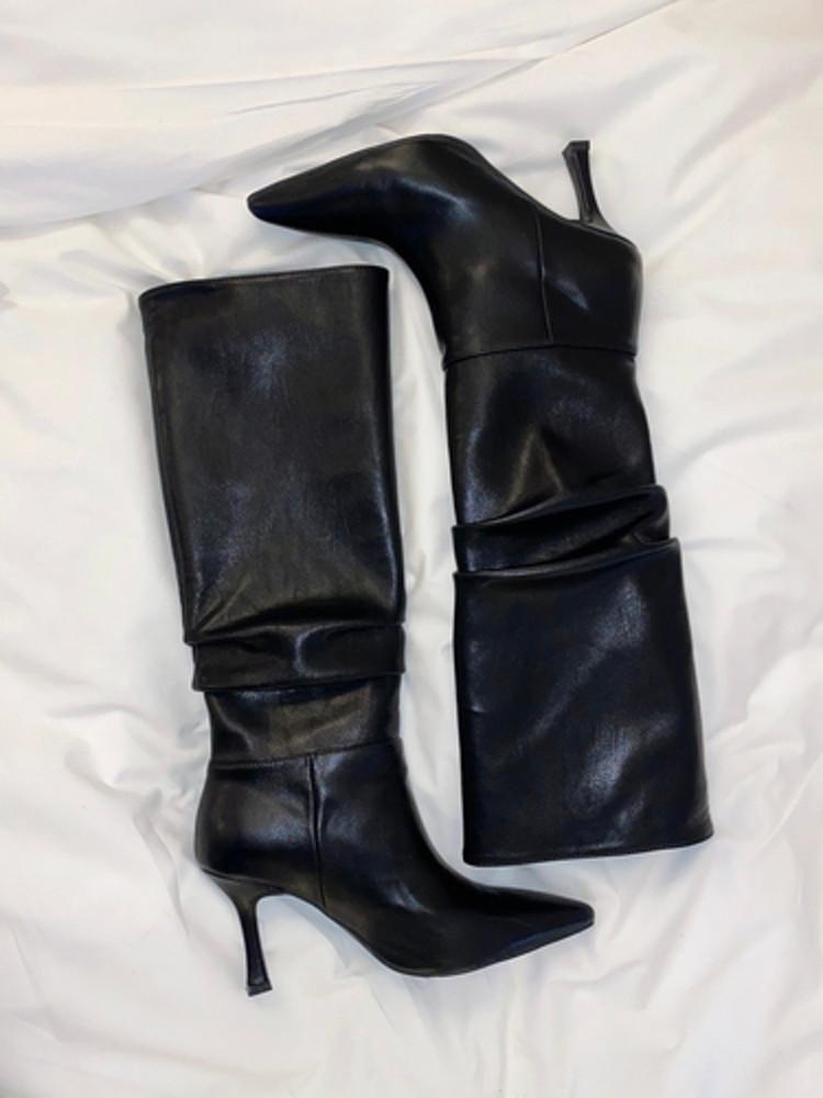 wrinkle long boots |링클 스틸레토 롱부츠 |여자부츠 롱부츠 연말룩