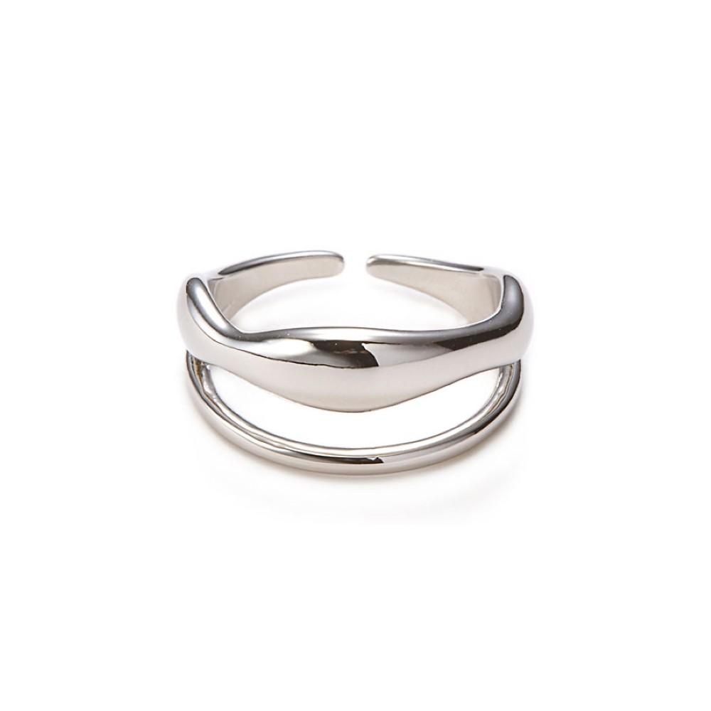 [수지,이하이,문별착용] bold two lines ring : White