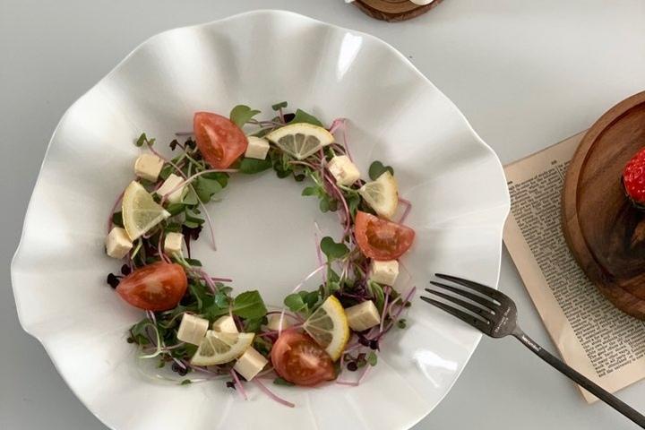 화이트 식기 샐러드 접시 프릴(4size)-L