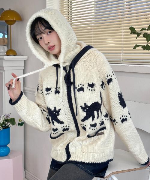 코위찬 후드 집업 아이보리