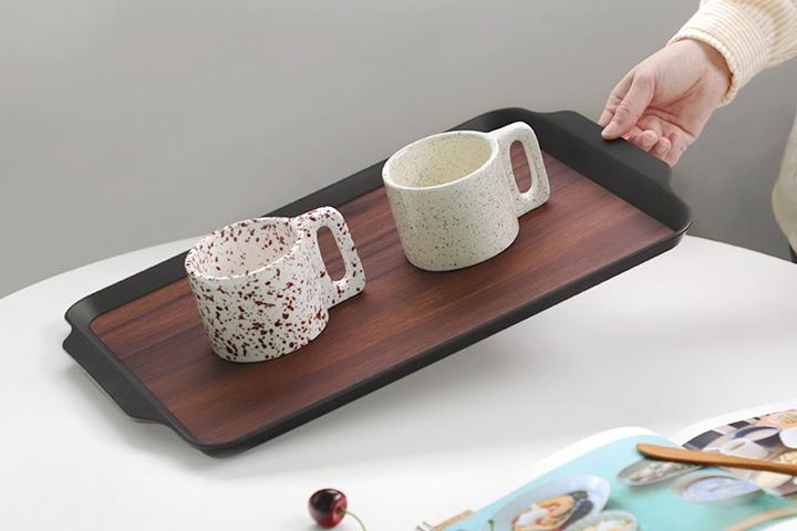 PC 우드 필름 논슬립 쟁반 카페슬림형 / 나무패턴 트레이