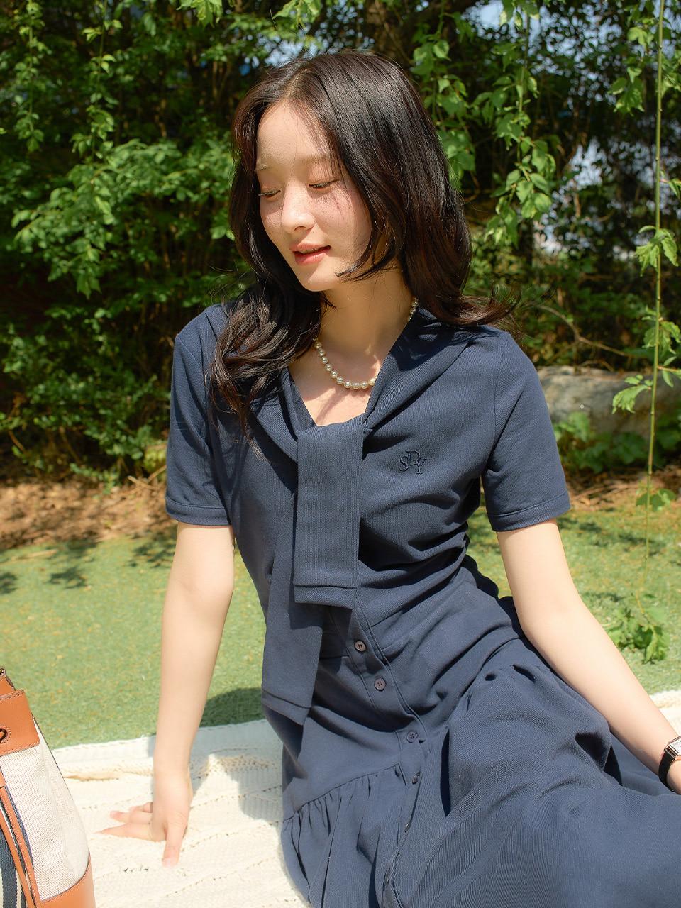 6/9 예약배송 Shawl Layered Long Dress_ Navy