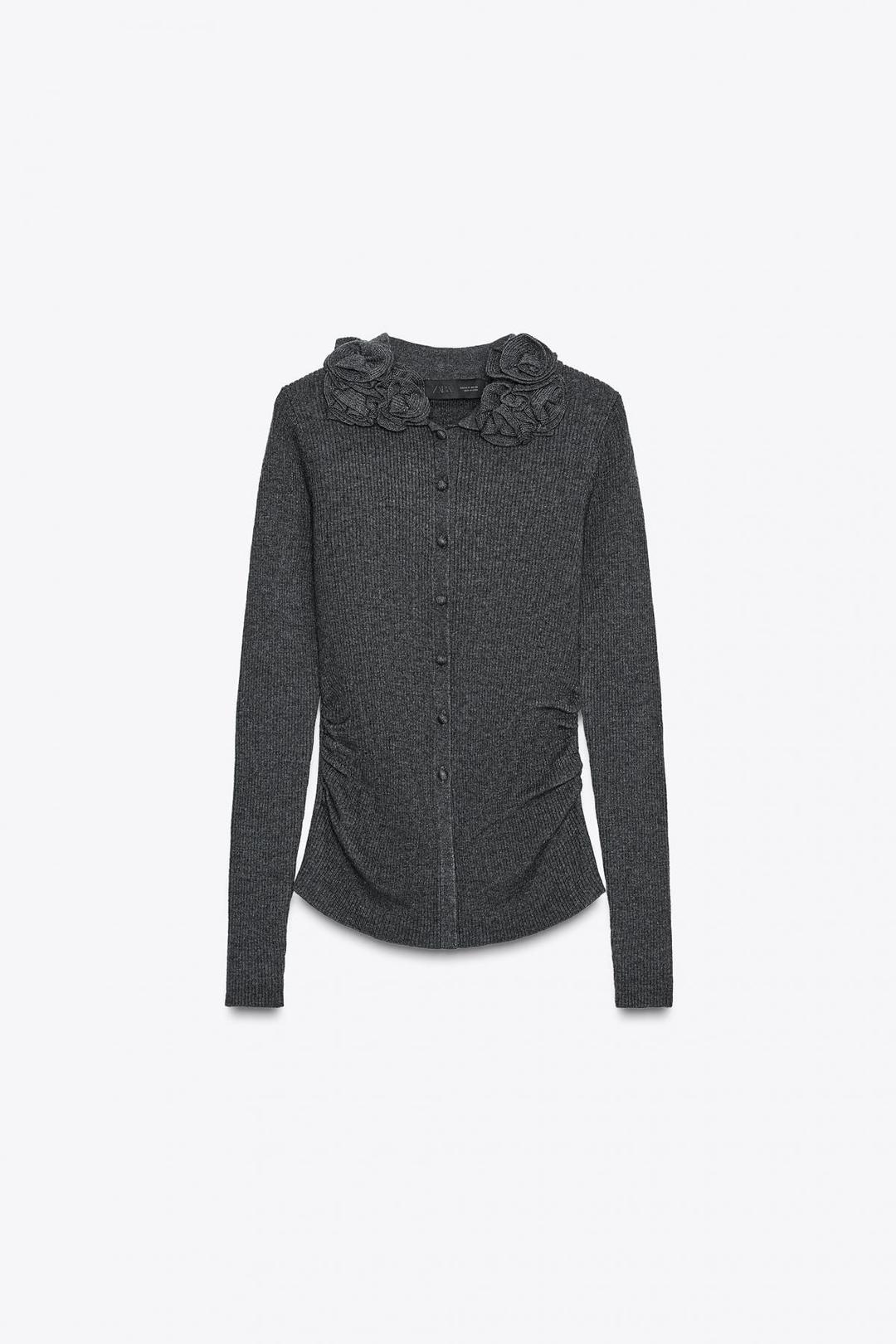 스페인샵 자라 울 블렌드 플라워 가디건 9598/180 ANTHRACITE GREY