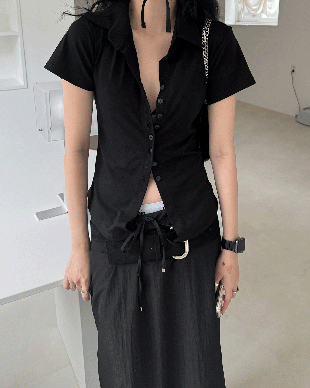 여운 소프트 카라 티