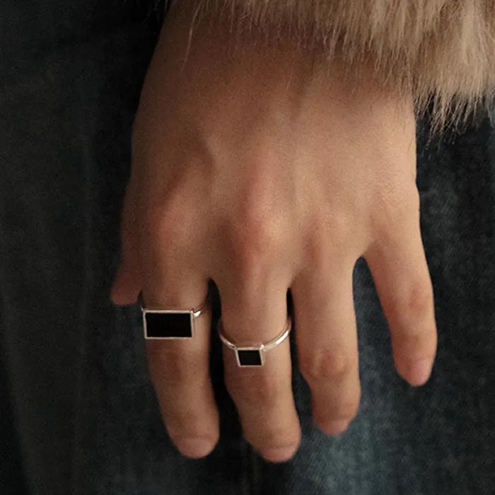 [주문제작] Mosaic wide ring, ONYX