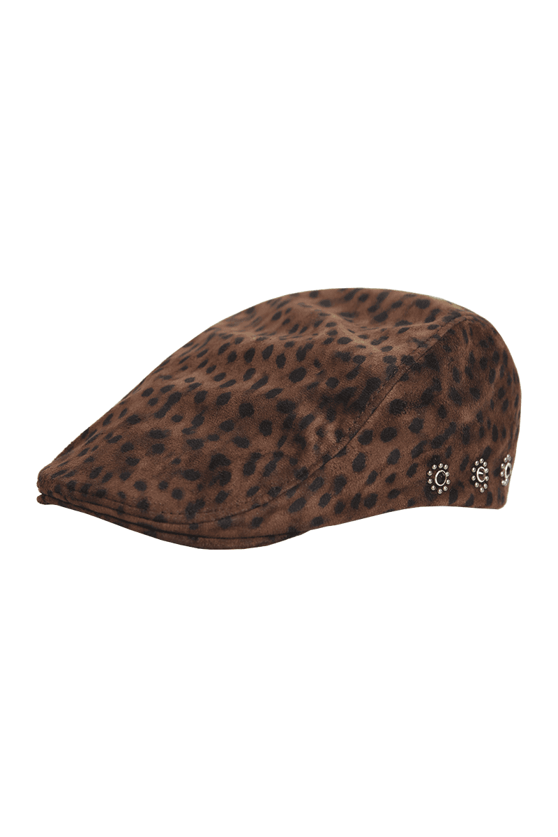 [New20%]Eco Suede Stud Hunting Cap (Leopard)