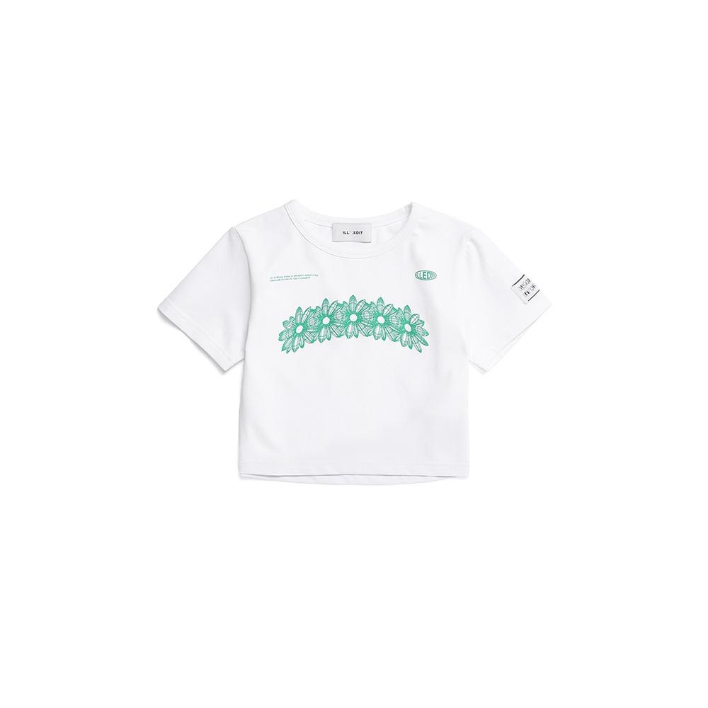 FLOWER ARTWORK CROP TOP WHITE