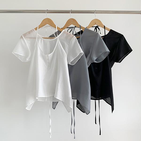 홀터뷔스티에+반팔블라우스SET (2size)