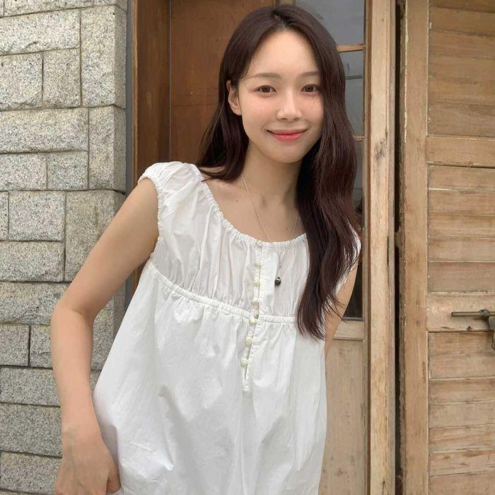 SHIRRING BABY DOLL DRESS (WHITE)
