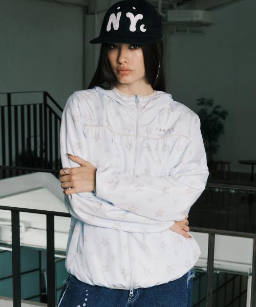 SHIRRING WINDBREAKER LIGHT BLUE