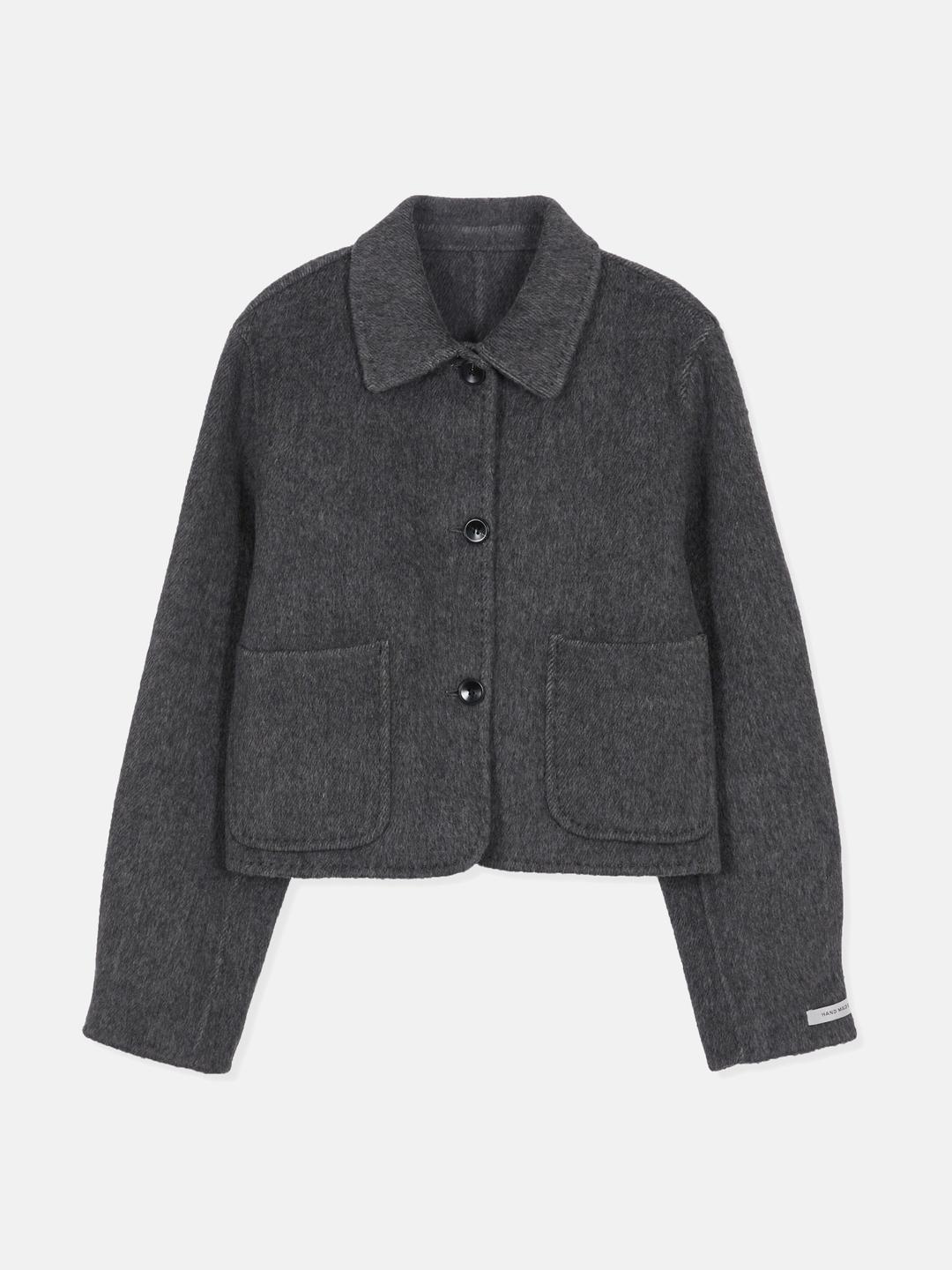(당일배송/라스트세일) Wool Two-Pocket Handmade Short Coat_Charcoal