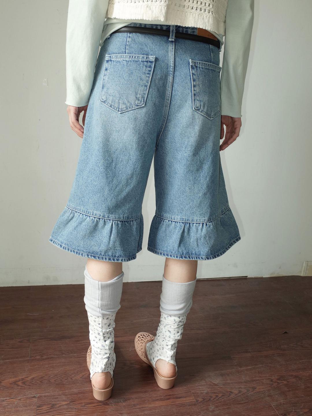 김아홉 프릴 버뮤다 데님 PT