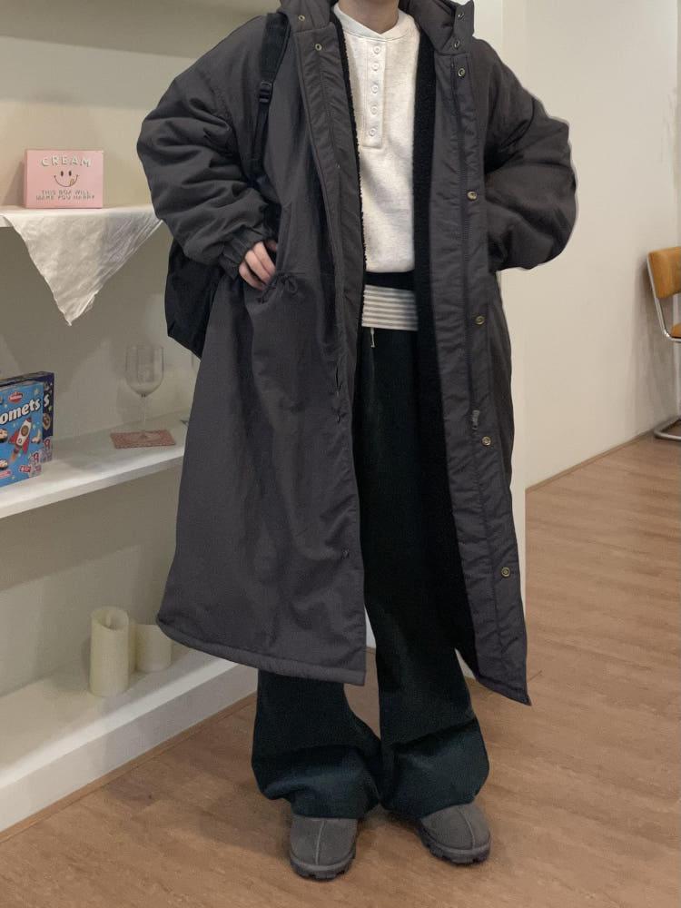 (재진행) 오브 후드 양털 롱 패딩 야상 ( 4colors )