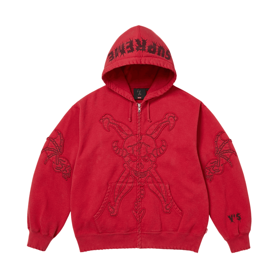 Supreme x Y's by Yohji Yamamoto Zip Up Hooded Sweatshirt Washed Red - 25FW