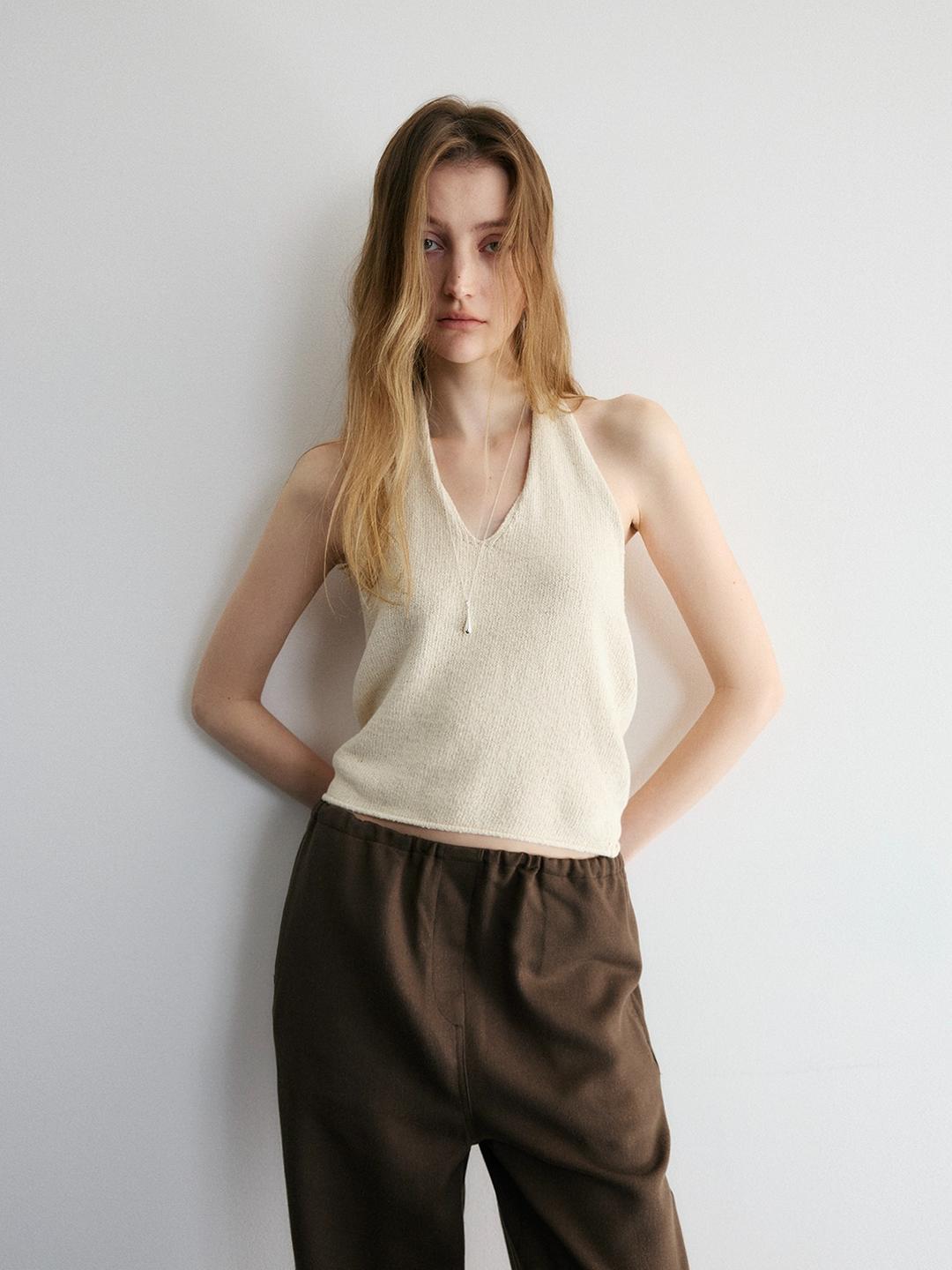 Finesse Halter Neck Knit, Ivory